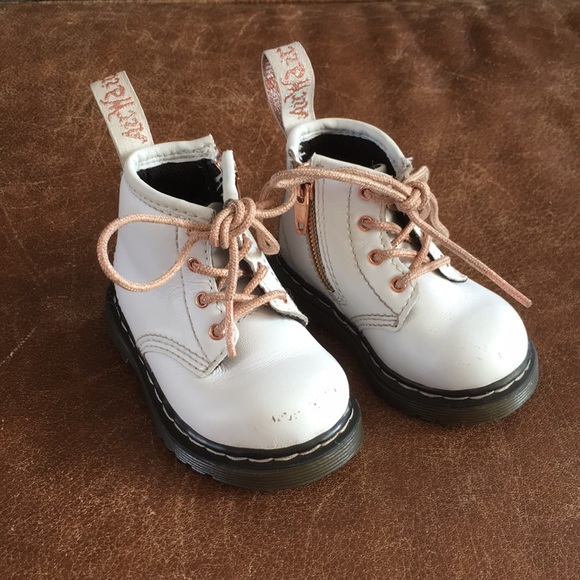 white and rose gold dr martens